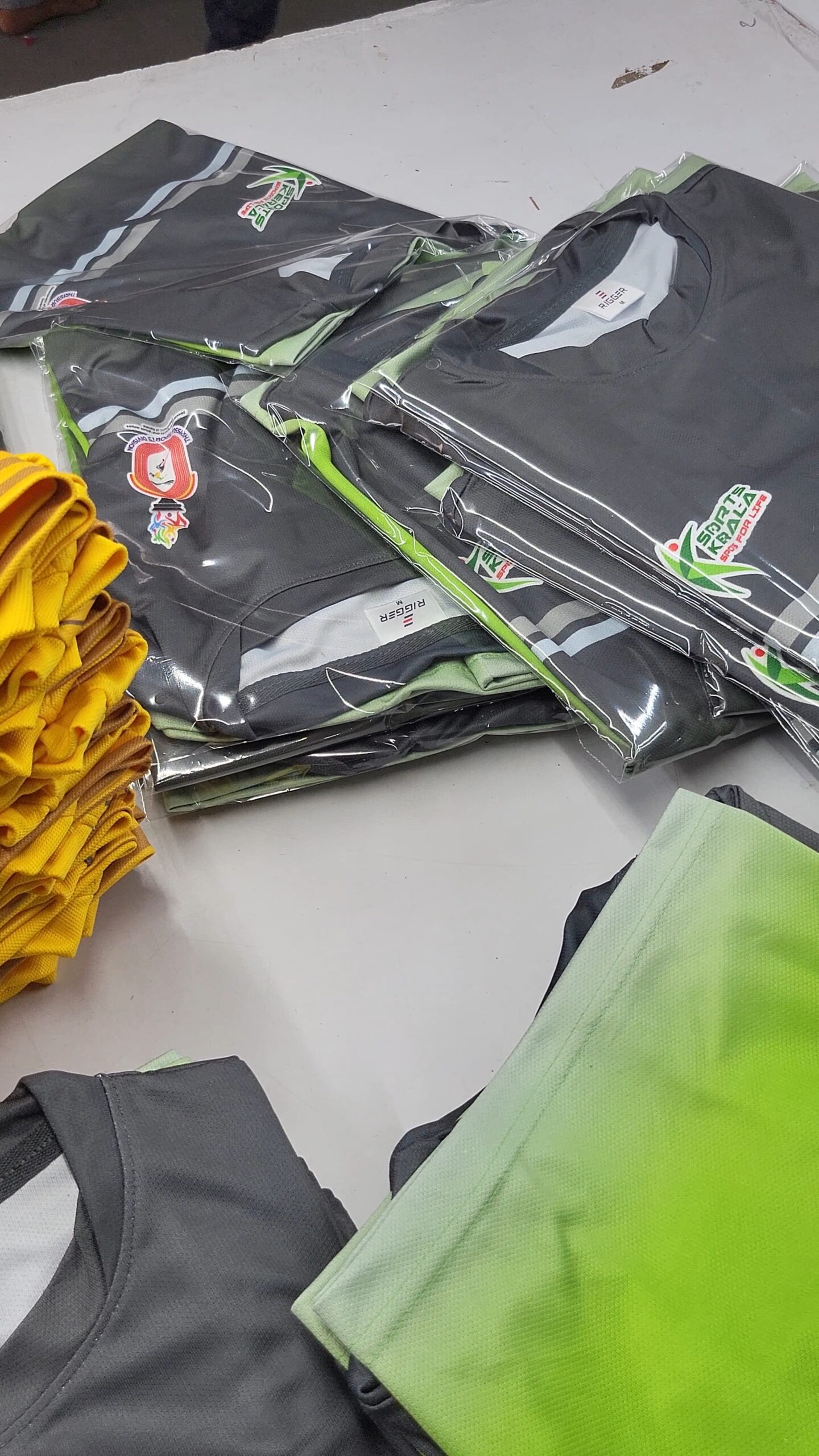 sports tshirts bulk production finished
